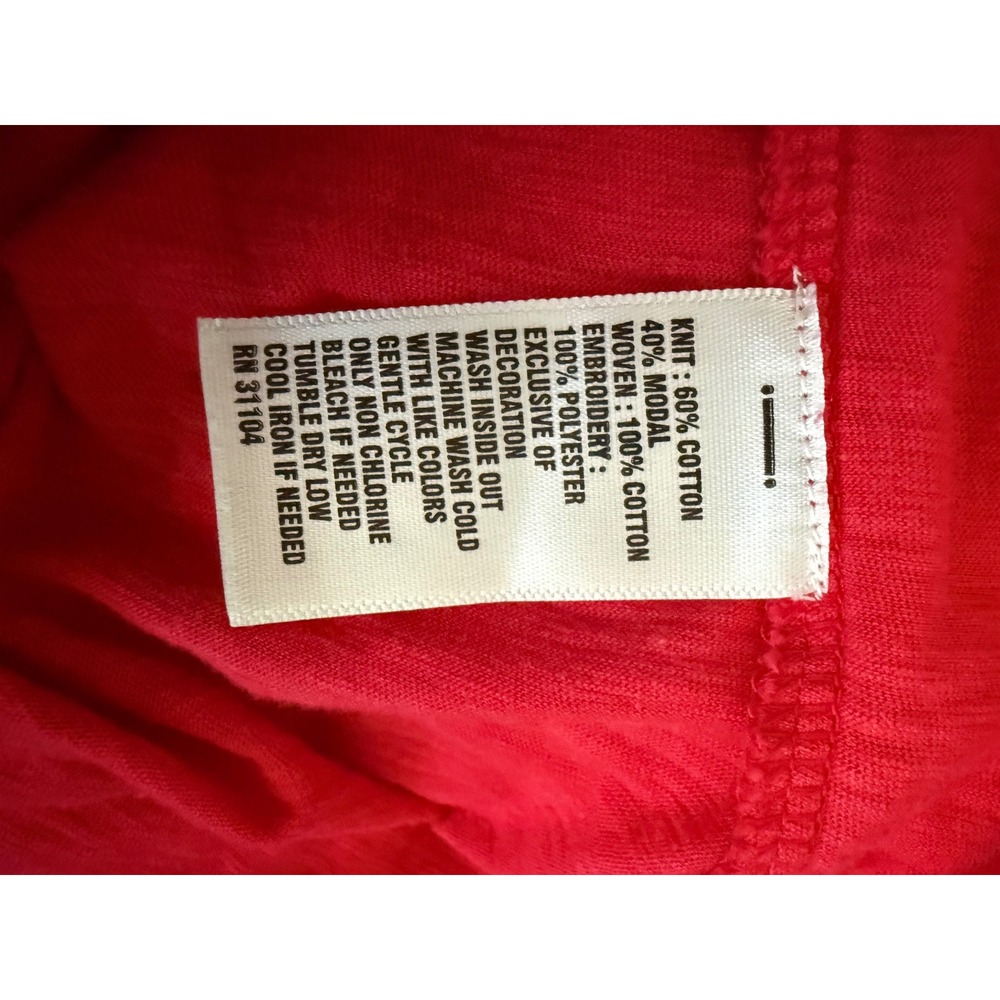 Crown & Ivy Womens Red Embroidered Tassel Tie Peasant Blouse Top Large L - Picture 5 of 5